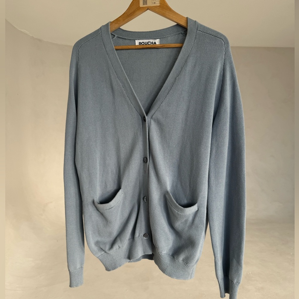 Light Blue Roucha cotton cardigan